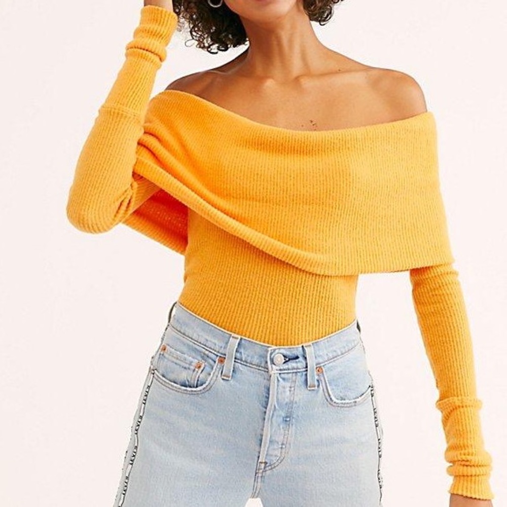 NWT✨ Free People We The Free Snowbunny Sweater Cowl Neck Tangerine Bright M